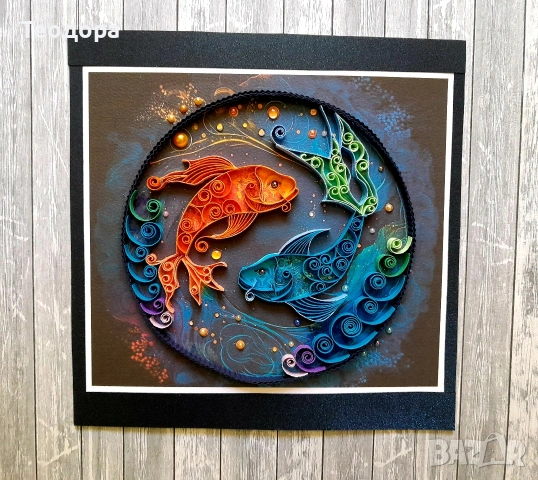 Квилинг пано за зодия Риби, снимка 2 - Пана - 53579123