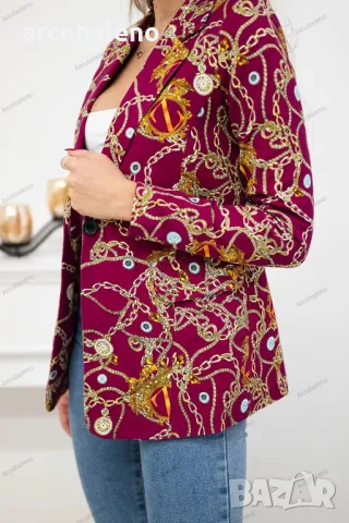 Дамско памучно сако с щампа и копче, 12цвята, снимка 5 - Сака - 48599835