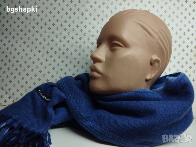 24 - Дамски кашмирен шал в модерно син цвят., снимка 2 - Шалове - 43328773