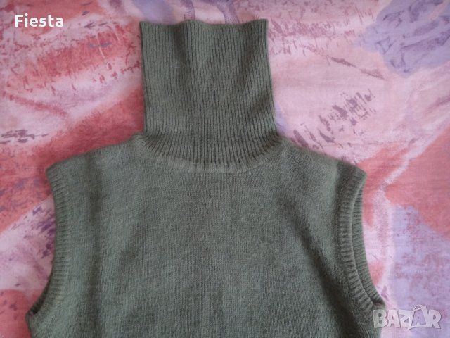 Тъмно зелен пуловер поло без ръкави, снимка 3 - Блузи с дълъг ръкав и пуловери - 27592740