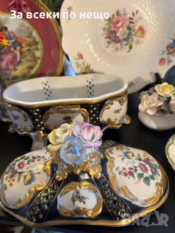 Dresden Porcelain RK Richard Klemm Germany  Circa 1904 Oval Footed Lidded Dresser Jewelry Код P1746, снимка 15 - Декорация за дома - 52980487