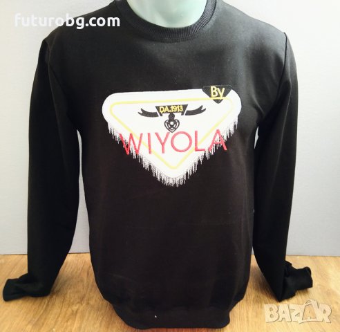 Черна мъжка блуза с шита щампа, снимка 2 - Блузи - 34573562