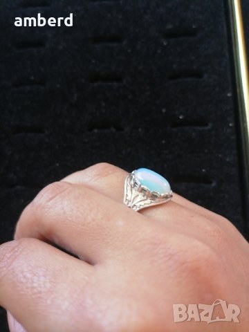 Сребърен пръстен с лунен камък - модел R106, снимка 4 - Пръстени - 43876985