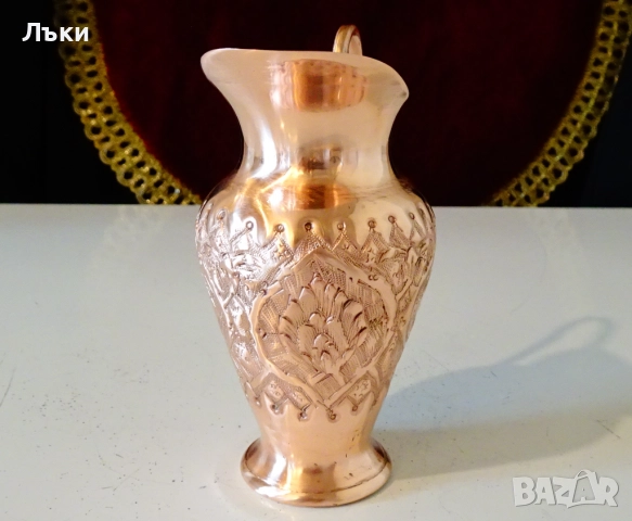 Медна каничка за ракия Isfahan Qalamzani. , снимка 2 - Антикварни и старинни предмети - 51937596