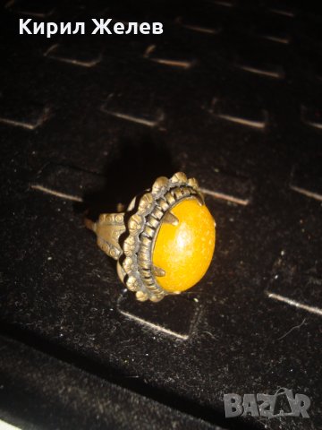 СТАРИНЕН ЮВЕЛИРНА РЪЧНА МАЙСТОРСКА ИЗРАБОТКА АРТ-ДЕКО БРОНЗОВ ПРЪСТЕН с ЖЪЛТ КАТАЛИН 21631, снимка 12 - Антикварни и старинни предмети - 32552868