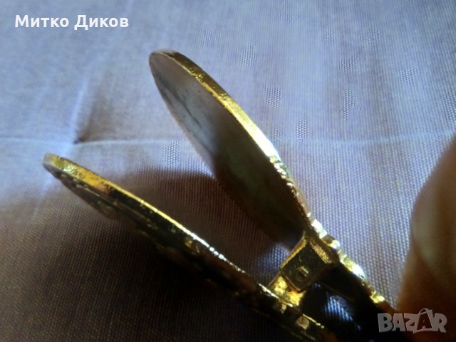 Винтидж гръцка емайл бронзова скоба за хартия двойна Атина Палада и Арго кораб фи 55мм, снимка 5 - Антикварни и старинни предмети - 35259479