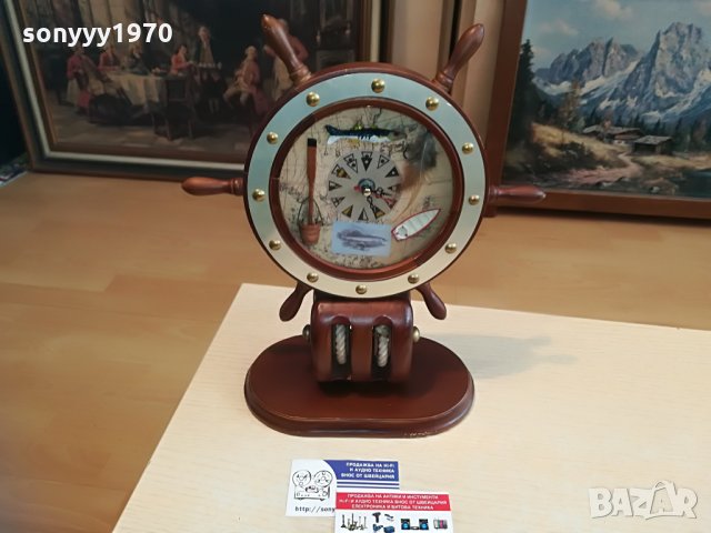 ГОЛЯМ КОРАБЕН РУЛ-АНТИКА-ЧАСОВНИК-33Х28Х12СМ, снимка 7 - Колекции - 28672376
