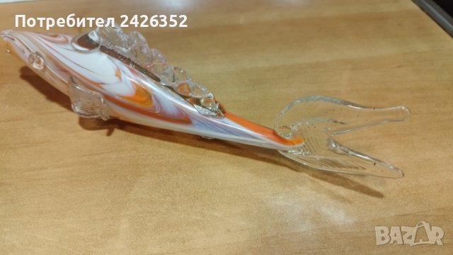 Стара стъклена риба, фигура, мурано, снимка 4 - Други - 38025162