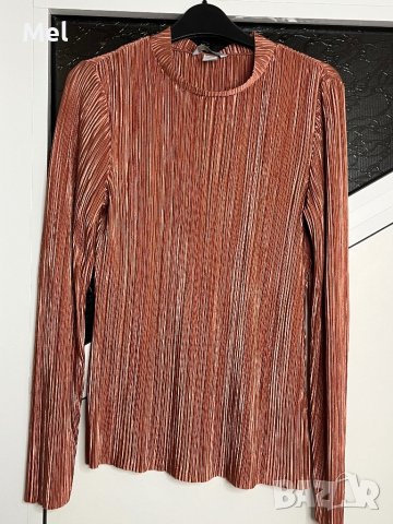 Блуза H&M, дълъг ръкав, размер S-M, оранжева/кафява/бордо, снимка 8 - Блузи с дълъг ръкав и пуловери - 43146682