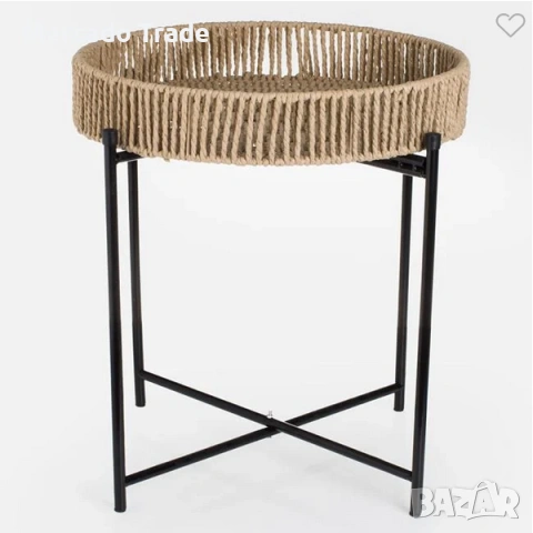 Декоративна плетена масичка Mercado Trade, Метал, Кафяв, снимка 2 - Декорация за дома - 53513683