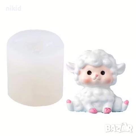 3D малко седнало агне агънце овца силиконов молд форма фондан шоколад гипс смола свещ сапун декор, снимка 4 - Форми - 51346406