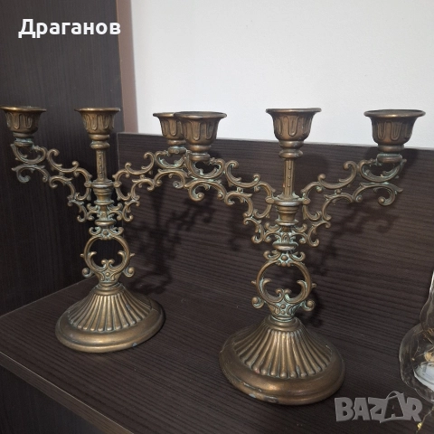 Бронзови канделабри, снимка 3 - Антикварни и старинни предмети - 52900140