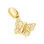 Висулка, изработена от 14К злато - пеперуда със структурирани крила и циркониеви камъни, снимка 1 - Колиета, медальони, синджири - 44088306
