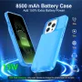 Калъф с батерия за iPhone 16 Pro Max, 15W 8500mAh (6.9 инча) син, снимка 3