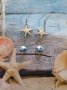 Красиви обеци Морска звезда и порцеланови ръчно рисувани мъниста в стил Ибиза 