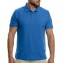 Нова синя мъжка блуза (тениска) тип Lacoste, с яка, снимка 1 - Блузи - 37662715