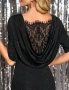 Дамска Черна Вечерна Рокля С Ефектен Гръб И Дантела Код S395, снимка 3