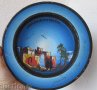 Красива синя Рисувана чиния , 23 см стара Керамика Мароко