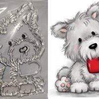 Рошаво куче кученце със сърце малък силиконов гумен печат украса бисквитки фондан Scrapbooking, снимка 1 - Други - 28937024