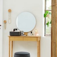Бамбукова тоалетка с кръгло огледало