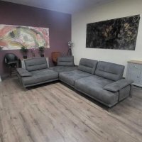 Сив ъглов диван от плат "Artemis" с подвижни облегалки, снимка 6 - Дивани и мека мебел - 43896456