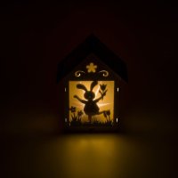 Великденска декоративна дървена къща за зайчета 1 LED 9x6x12см, снимка 3 - Други - 44079074