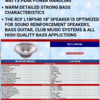 PRODAVAM BASI RCF L18 P540, снимка 5 - Други - 37416944