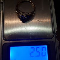 Златен пръстен със сапфир и диаманти 9к 2,50 гр, снимка 3 - Пръстени - 43274103