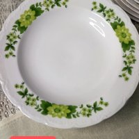  Mitterteich Bavaria! Комплект чинии със зелени цветя., снимка 3 - Чинии - 43079785