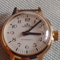 Стар механичен часовник MEISTER ANKLER ANTI-MAGNETIC с позлатена рамка за КОЛЕКЦИЯ 43088, снимка 1 - Други ценни предмети - 43905527