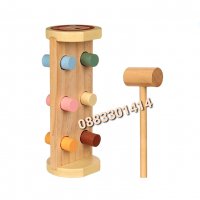 Образователна дървена играчка с чук , снимка 1 - Образователни игри - 39866215