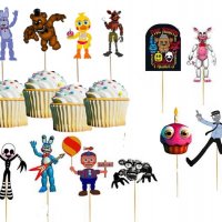 12 бр Five Nights at Freddy's Freddy Фреди топер топери картон украса декор за мъфини кексчета парти, снимка 1 - Други - 26216993