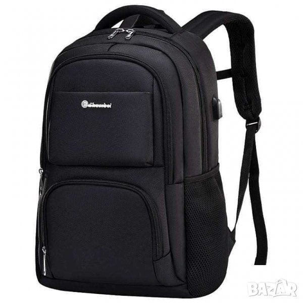 Раница за лаптоп с USB порт, бизнес раница за преносим компютър, черна раница за лаптоп 17.3 инча , снимка 1