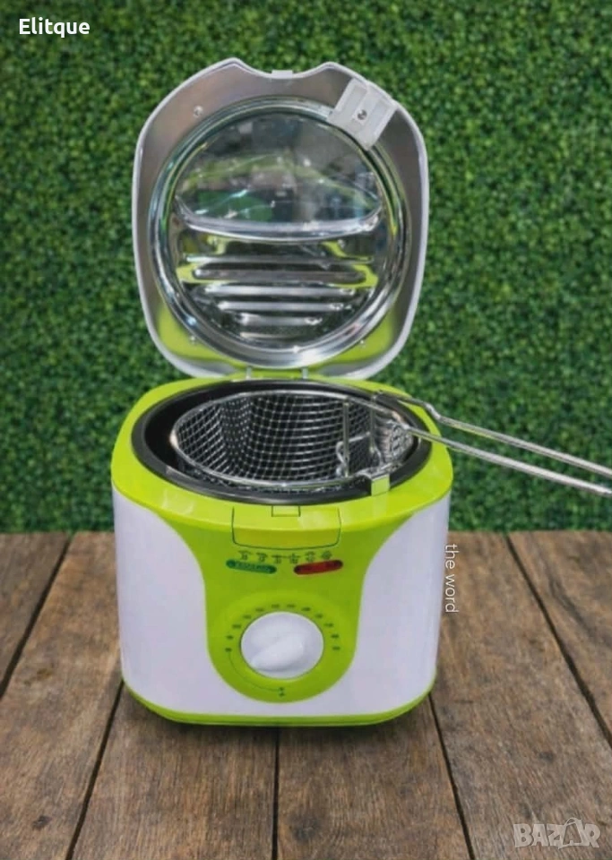 Фритюрник Voltz, 2 литра, 1300W, 80-190 C, Незалепващ съд, Бял/зелен 2 ГОДИНИ ГАРАНЦИЯ, снимка 1