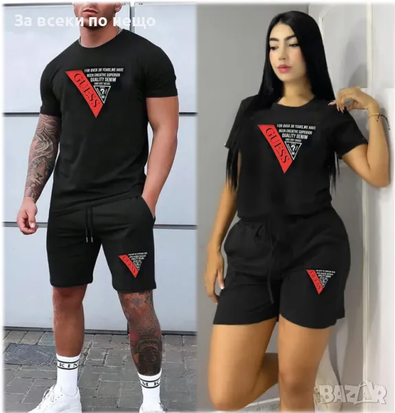 Guess Екипи За Двойки👚🩳Дамски Летен Екип Гес👕🩳Мъжки Къс Комплект Гес Код LFS390, снимка 1