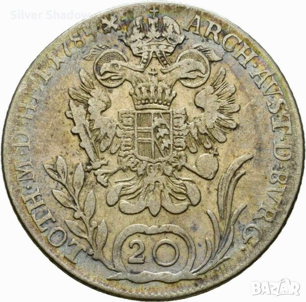 Монета Австрия 20 Кройцера 1785-В  Йосиф II, снимка 1