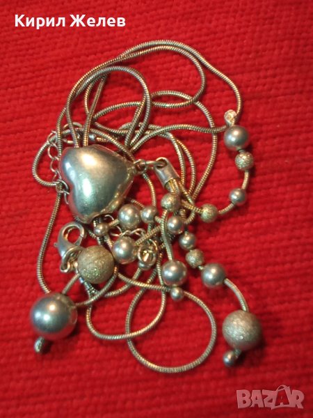 КРАСИВО ПОСРЕБРЕНО ФЕШЪН АРТ НЕЖНО КОЛИЕ от НЕРЪЖДАЕМА БЛАГОРОДНА СТОМАНА с ТОПЧЕТА и СЪРЧИЦЕ 40518, снимка 1