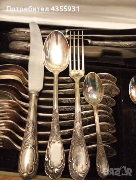 Нов комплект дебело посребрени старинни руски прибори посребрени стари прибори , снимка 1