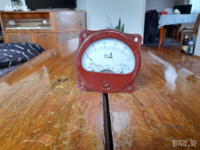 Стара измервателна система,измервателен уред,амперметър #6, снимка 1