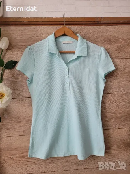 Синя тениска с яка и копчета MARKS & CPENCER , снимка 1