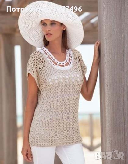 Летни Блузи без ръкав плетени на една кука тип дантела Топ, снимка 1