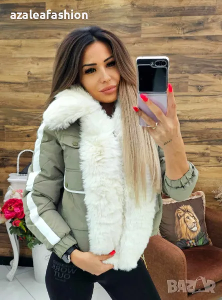 Дамско яке шушляк с пухкава яка, снимка 1