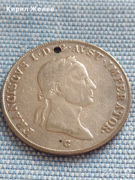 Сребърна монета 20 кройцера 1835г. Франц първи Прага Австрийска империя 13711, снимка 1