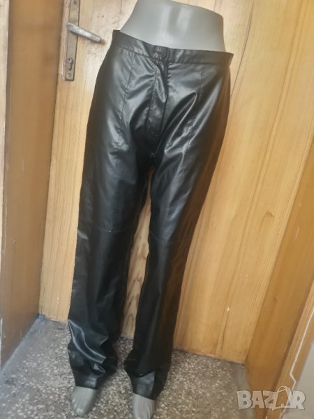 Черен еко кожен прав широк панталон ХЛ, снимка 1