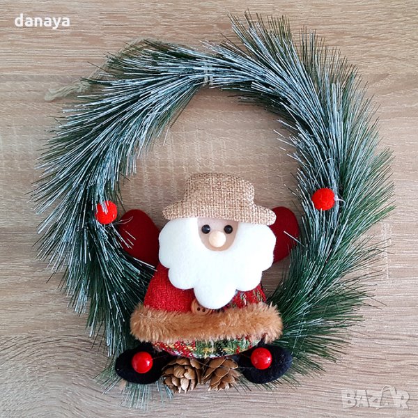 Коледен венец за врата с Дядо Коледа 20см, снимка 1