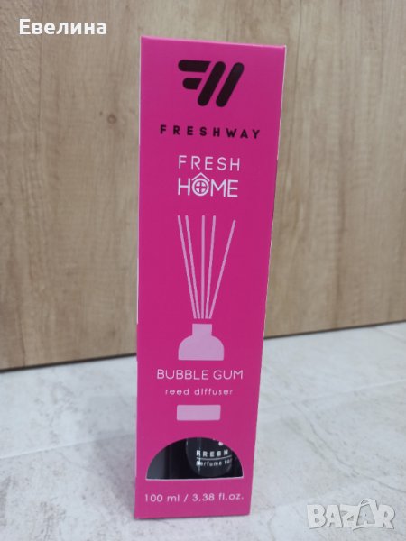 Freshway дифузер парфюм ароматизатор за стая дома с пръчици пръчки клечки 100 мл Bubble gum (Дъвка), снимка 1