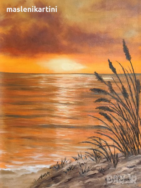 Морски залез маслена картина , снимка 1