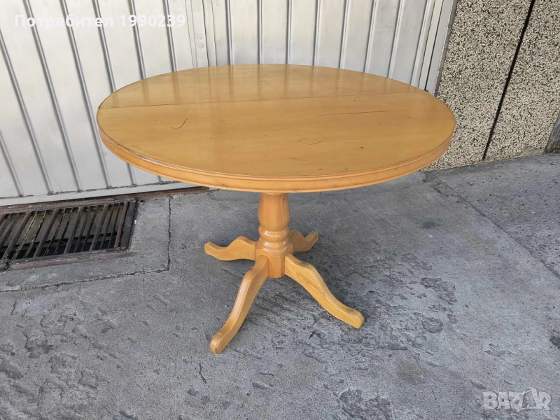 Кухненска маса разтегателна с диаметър 101 см. – масив, снимка 1