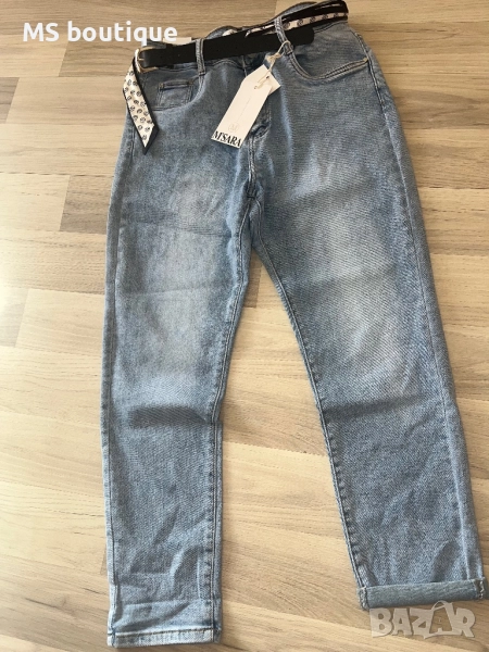 Дамски дънки с коланче , снимка 1