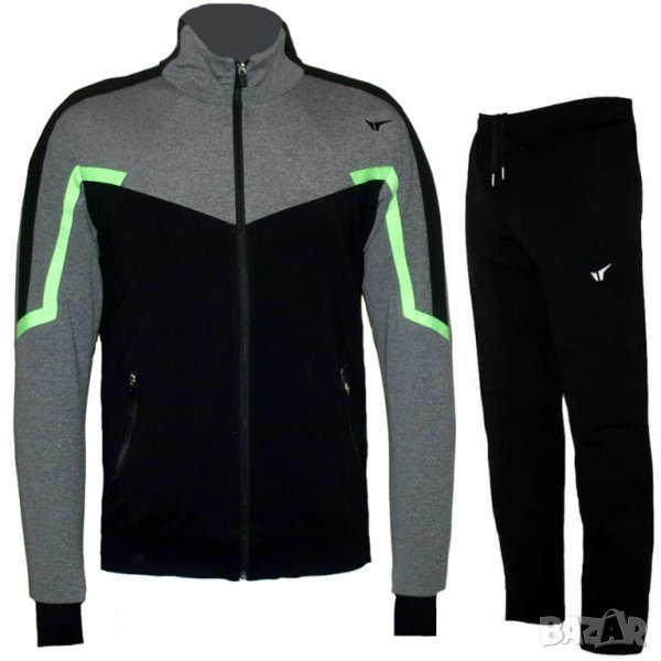 Мъжки спортен екип REDICS 2162, черно и сиво, памук и ликра, снимка 1